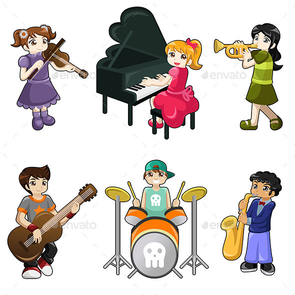 Different Kids Playing Musical Instruments - Sports/Activity Conceptual