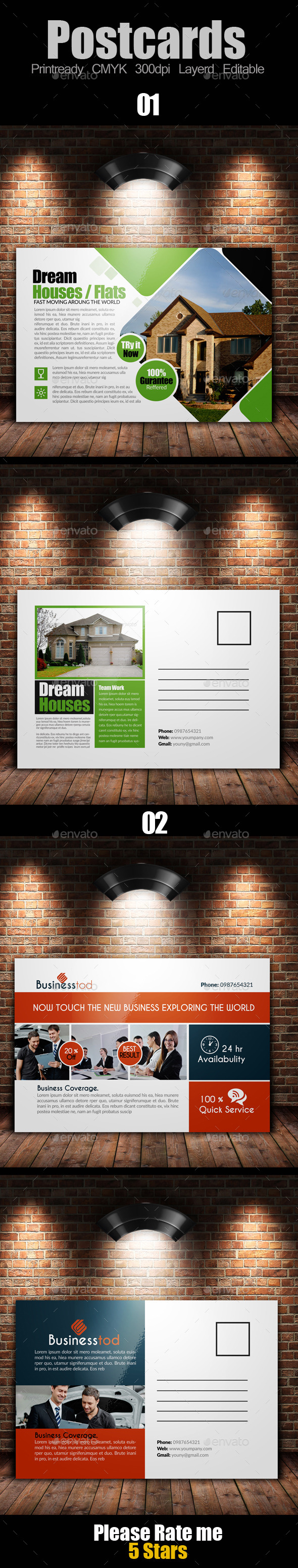 Multi Use Business Post Cards Bundle - Cards & Invites Print Templates