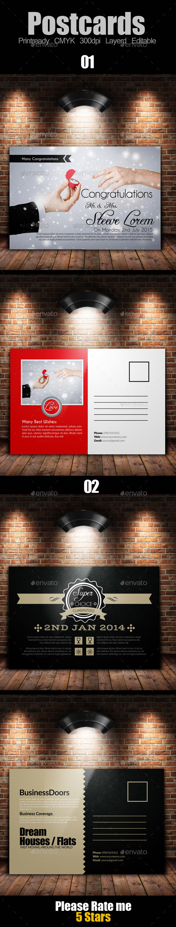 Multi Use Business Post Cards Bundle - Cards & Invites Print Templates