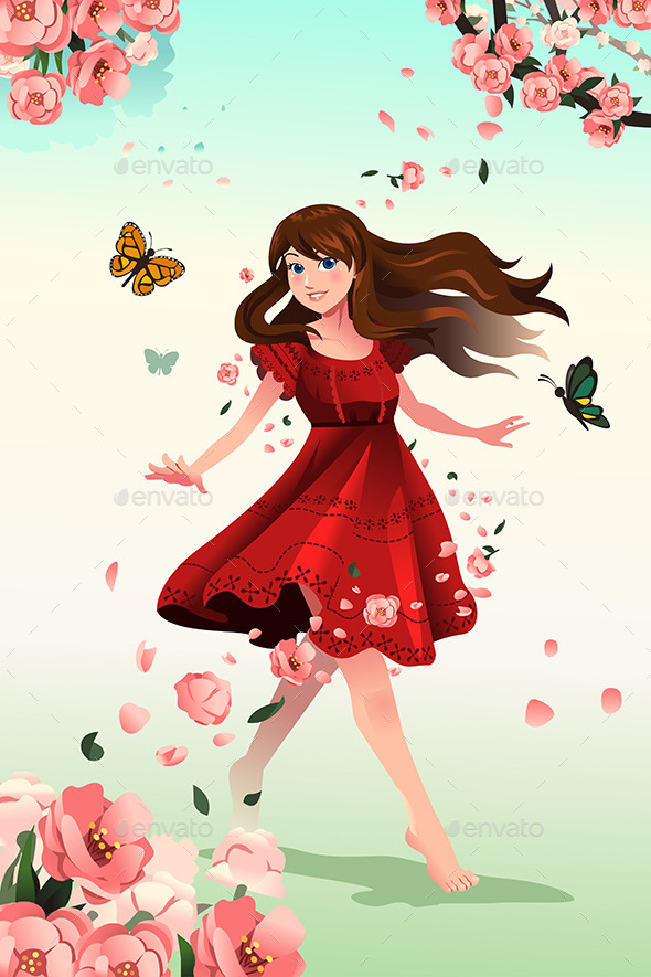 Girl with Flowers - People Characters