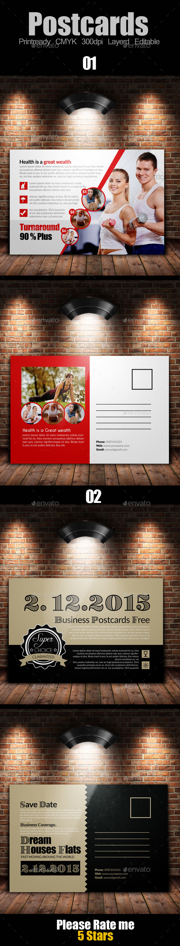 Multi Use Business Post Cards Bundle - Cards & Invites Print Templates