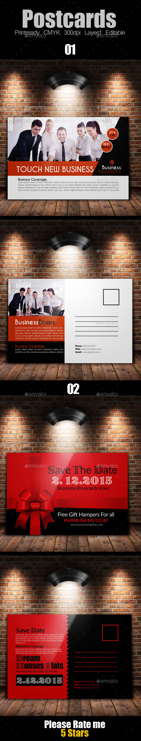 Multi Use Business Post Cards Bundle - Cards & Invites Print Templates