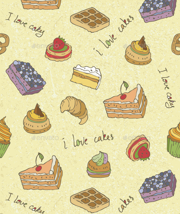 Cakes Pattern - Food Objects