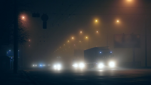 Fog Night Traffic in City 03, Stock Footage | VideoHive