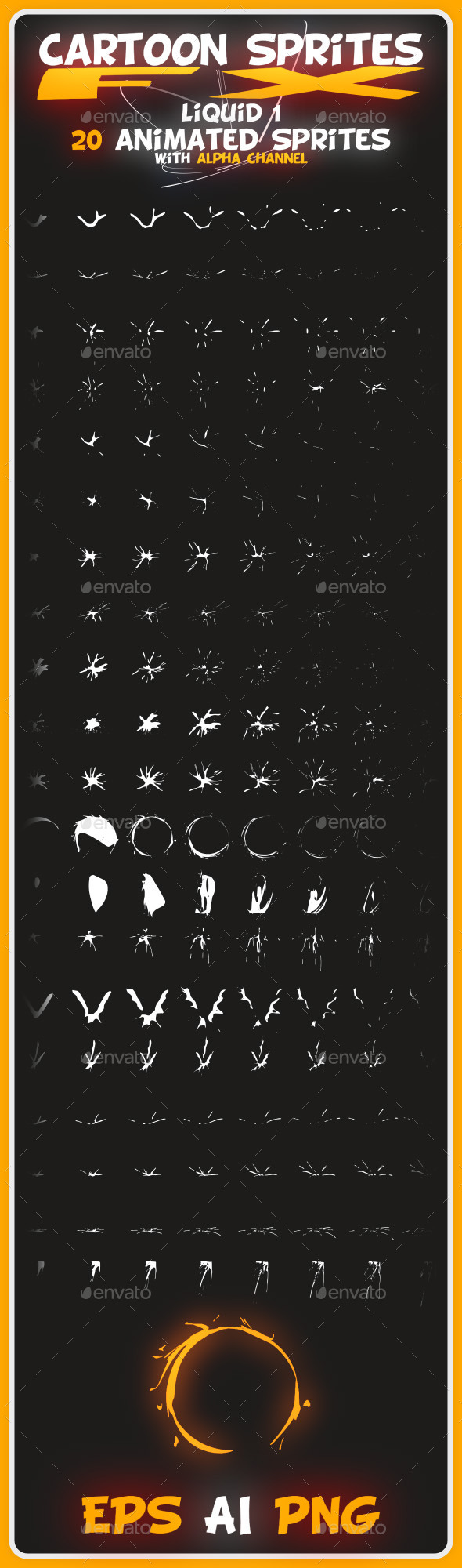 Cartoon Sprites FX (Liquid 1) - Sprites Game Assets