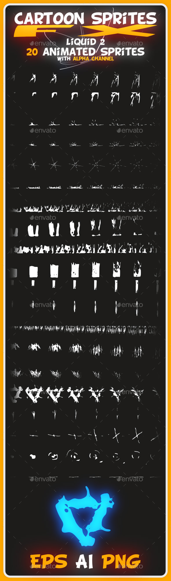 Cartoon Sprites FX (Liquid 2) - Sprites Game Assets