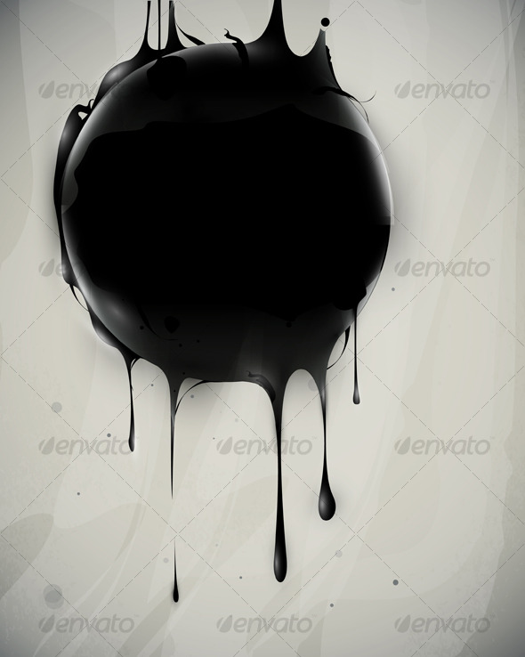 Abstract oil slick flows with drops - Abstract Conceptual