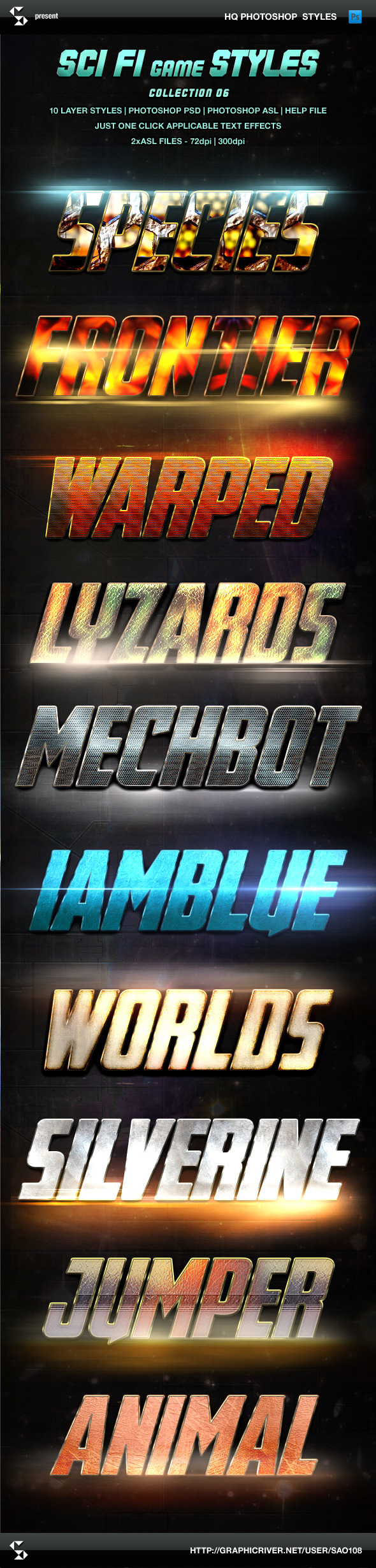 Sci-fi Game Styles - Collection 6 - Text Effects Styles