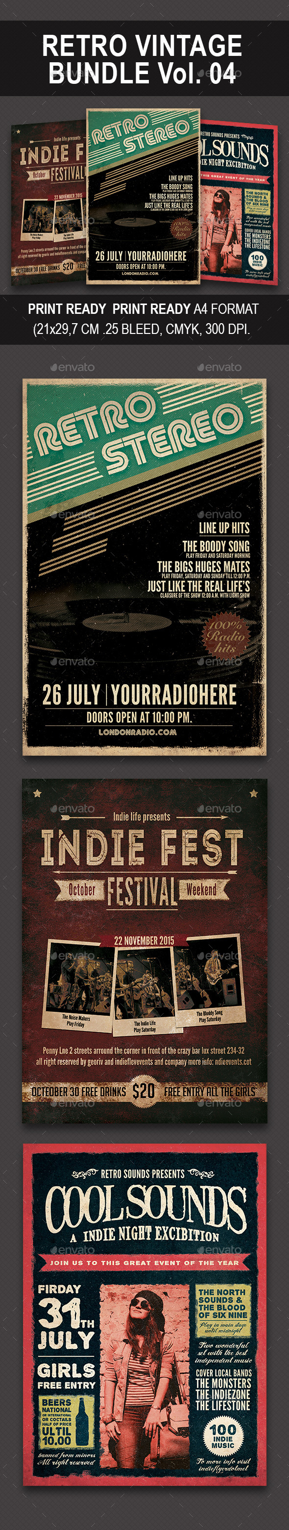 Retro Vintage Bundle 04 - Events Flyers