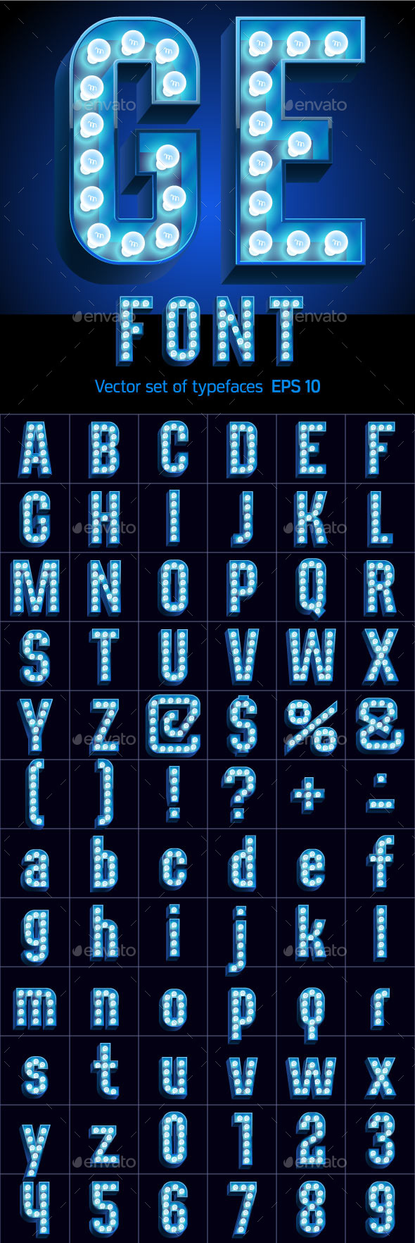 Realistic Lamp Board Alphabet - Decorative Symbols Decorative
