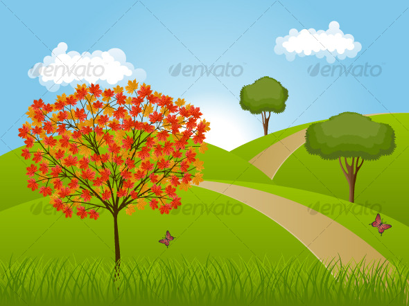 Nature background with a autumn landscape