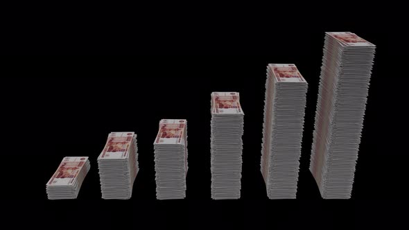 5 K Russian Ruble Money Stacks Rise Wave And Drop