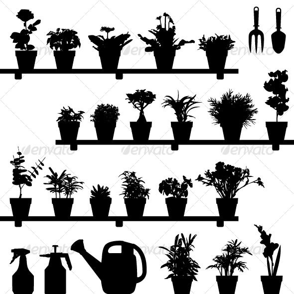 Flower Plant Pot Silhouette Vector - Flowers & Plants Nature