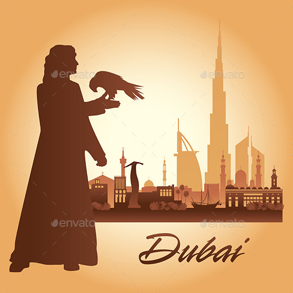 Dubai City Skyline Silhouette Background - Backgrounds Decorative