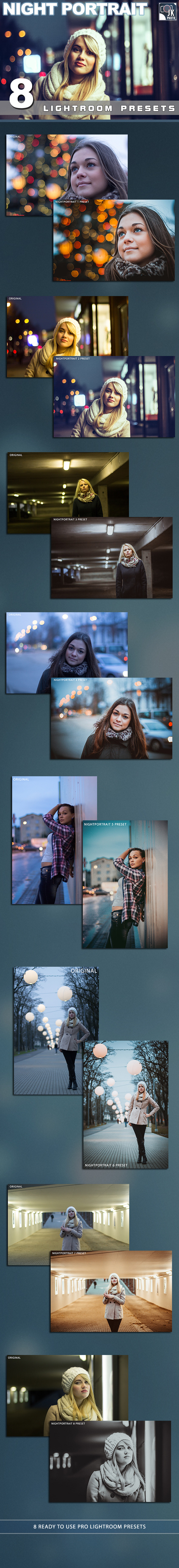 8 Night Portrait Lightroom Presets - Portrait Lightroom Presets
