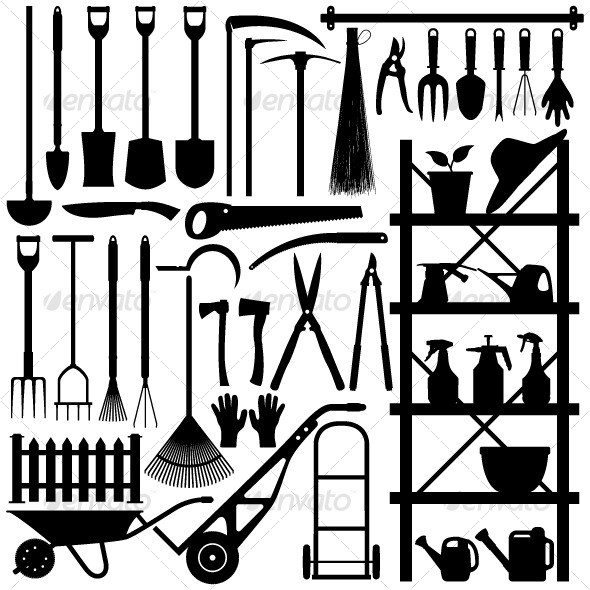 Gardening Tools Silhouette - Man-made Objects Objects