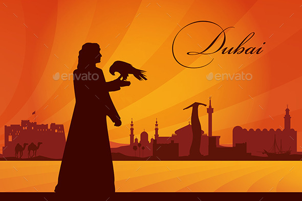 Dubai City Skyline Silhouette Background - Backgrounds Decorative