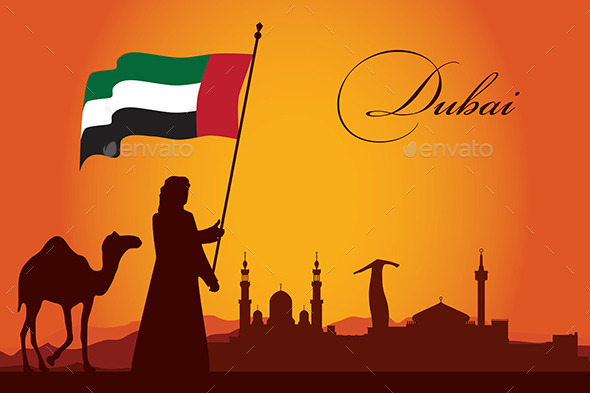 Dubai City Skyline Silhouette Background - Backgrounds Decorative