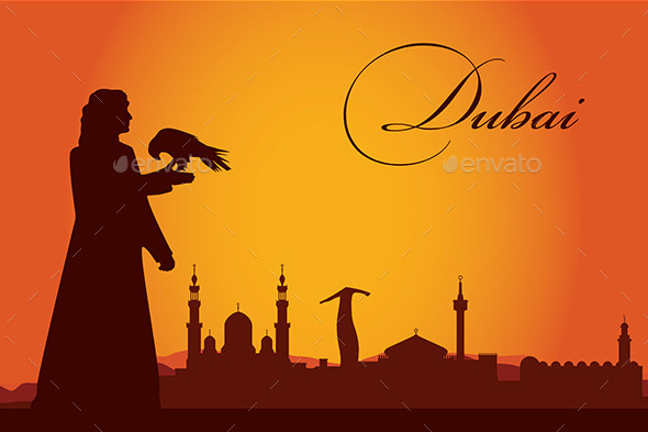 Dubai City Skyline Silhouette Background - Backgrounds Decorative