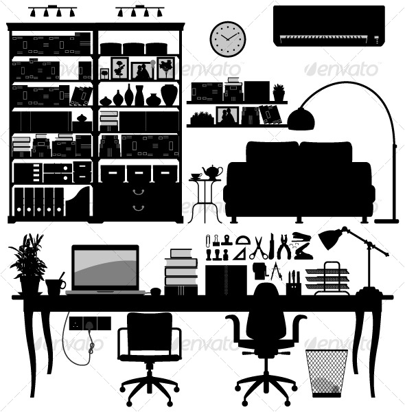 Home Office Library SOHO Vector - Man-made Objects Objects