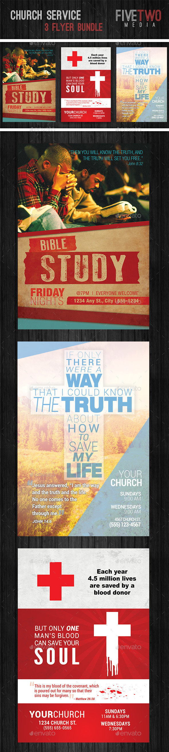 Church Service Flyer Bundle - Church Flyers