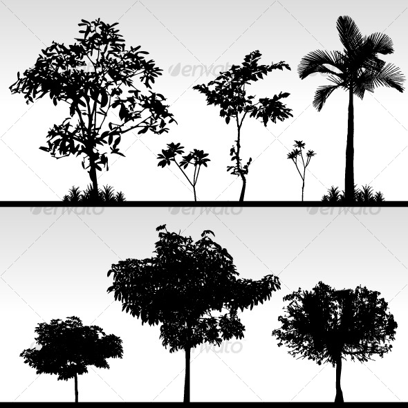 Tree Bush Grass Silhouette Vector - Flowers & Plants Nature