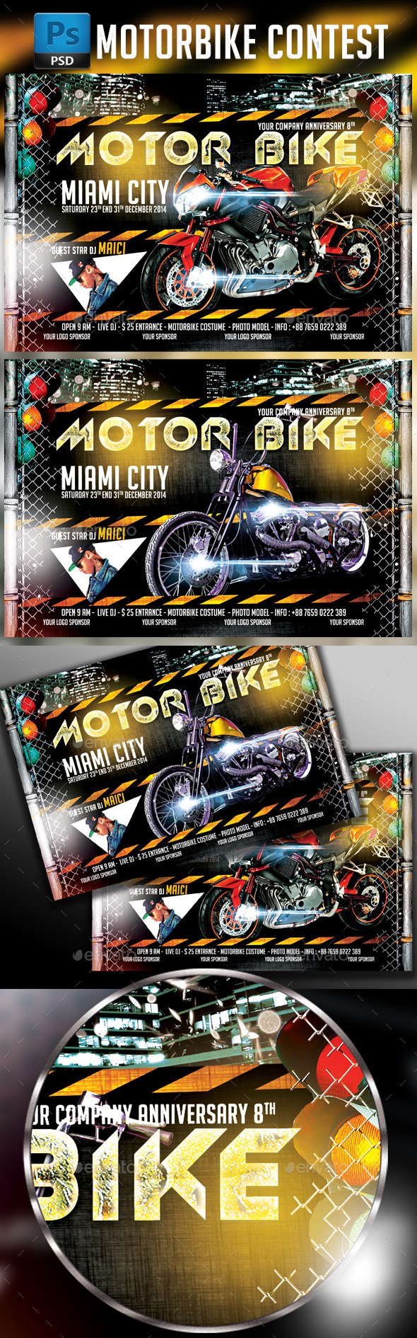 Motorbike Flyer I Horizontal Template 2in1 - Events Flyers