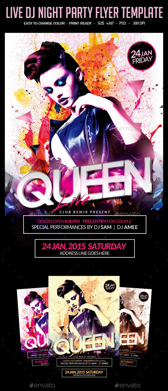 Live Guest Dj Night Flyer Template - Clubs & Parties Events