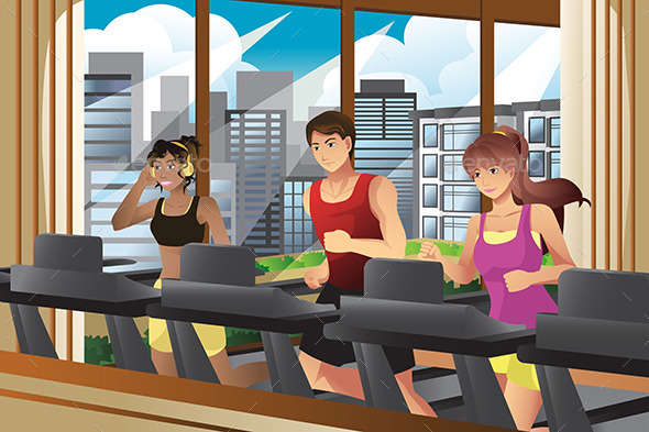 People Running on Treadmills - Sports/Activity Conceptual