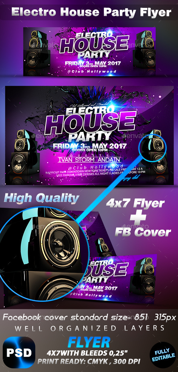 Electro House Party Flyer - Events Flyers