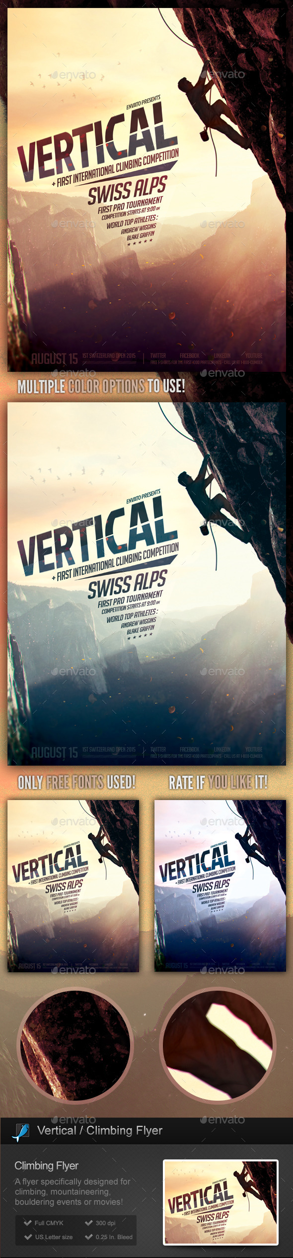 Vertical - Climbing, Bouldering Flyer Template - Sports Events