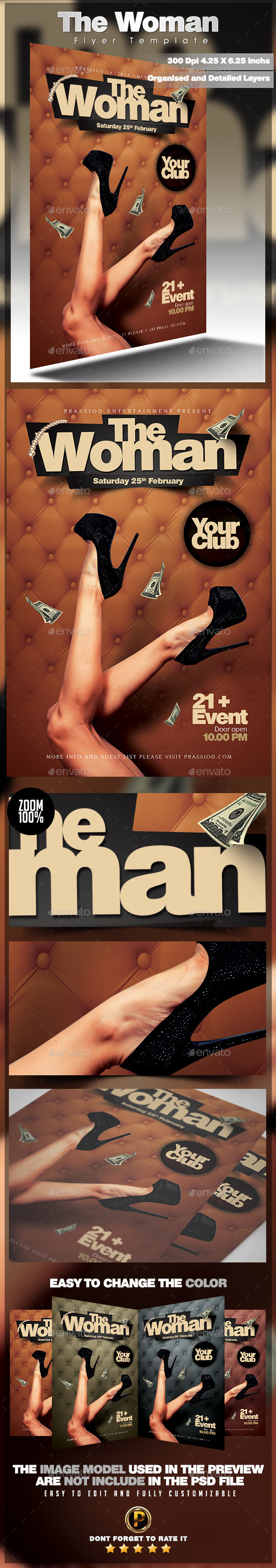 The Woman Flyer Template - Clubs & Parties Events