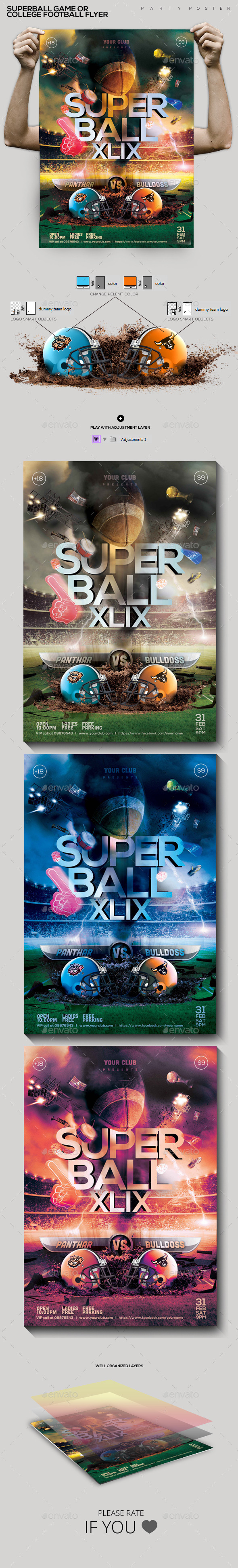 SuperBall Game or College Football Flyer - Sports Events