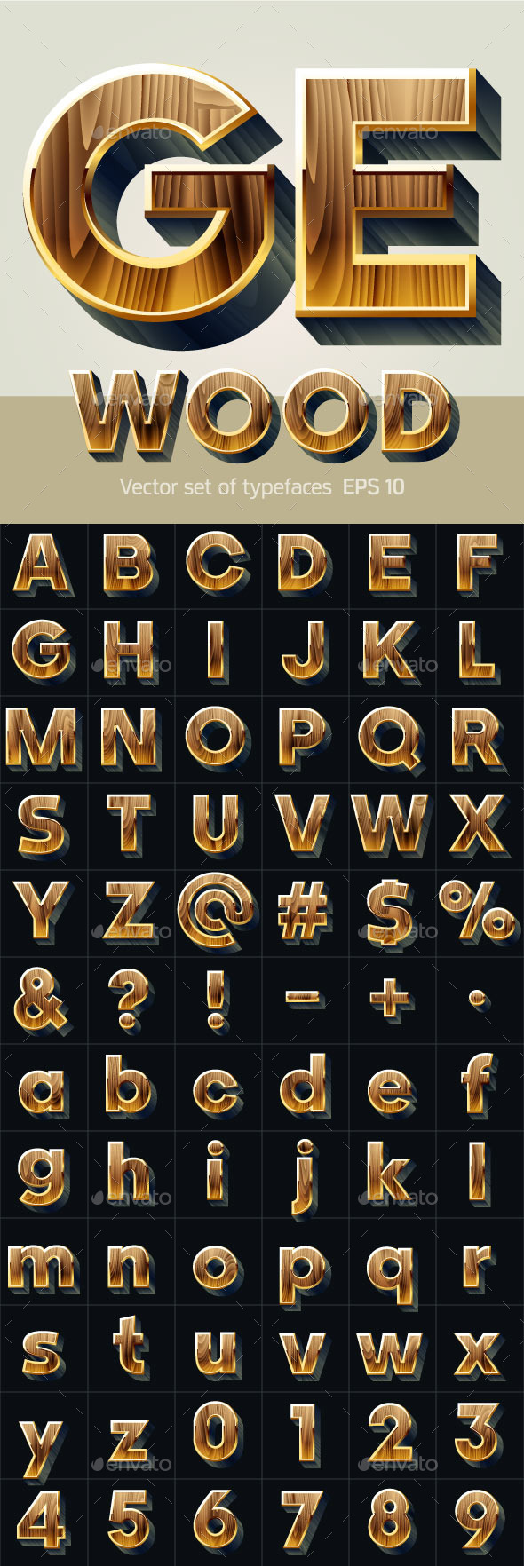 Wooden Alphabet - Decorative Symbols Decorative