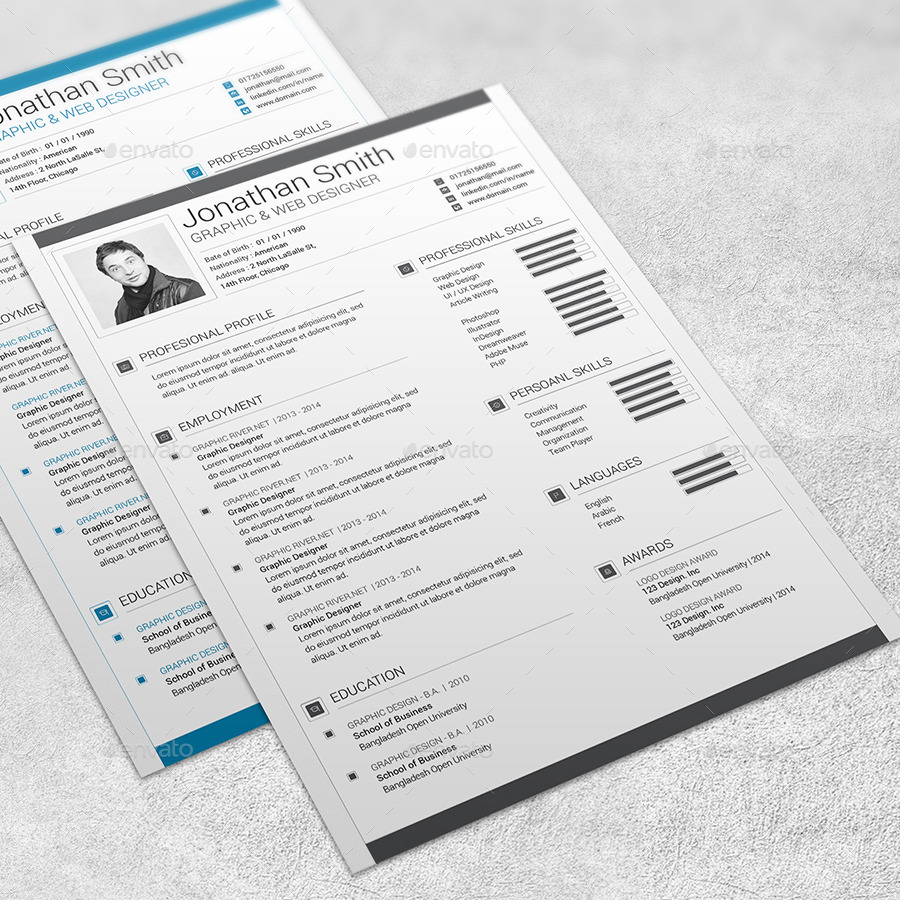 Modern Resume Template - 02 by marufstudio | GraphicRiver