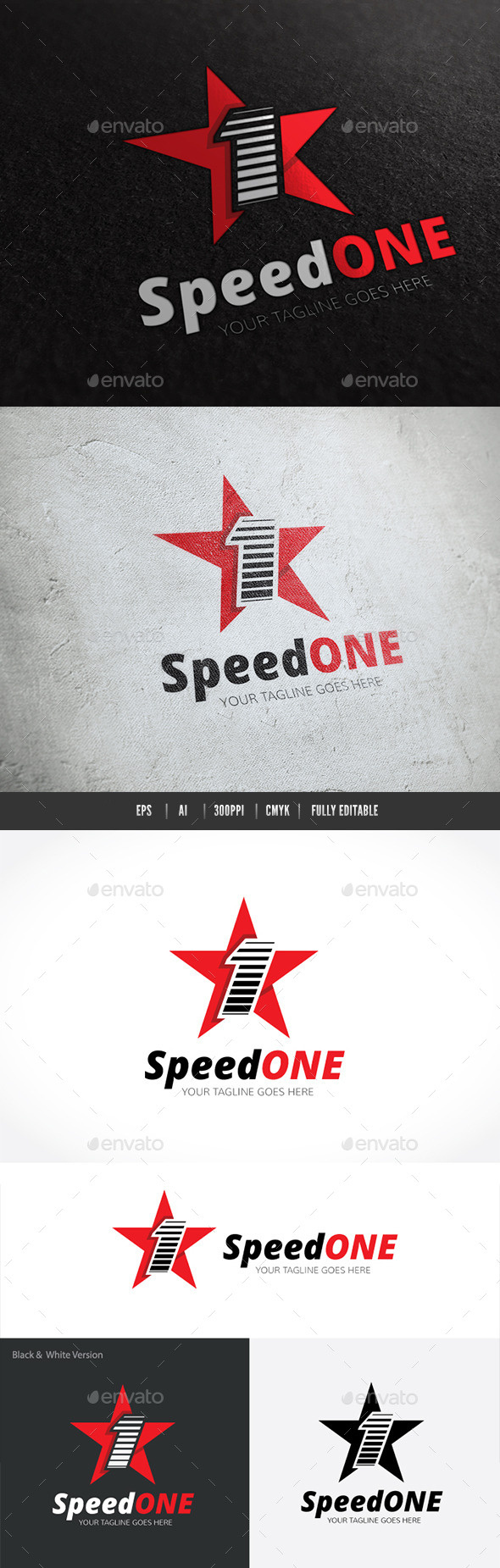 Speed One - Numbers Logo Templates
