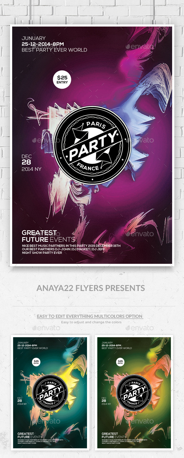 Electro Color Sounds Party Flyer - Clubs & Parties Events