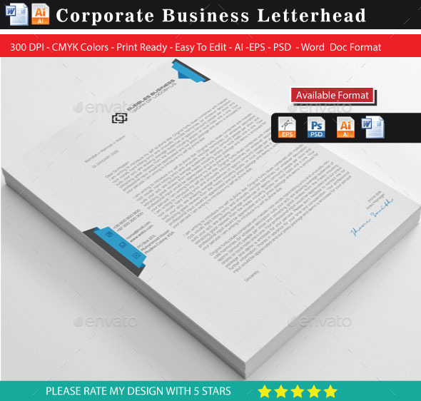 Creative & Modern Letterhead with Word Docx - Stationery Print Templates