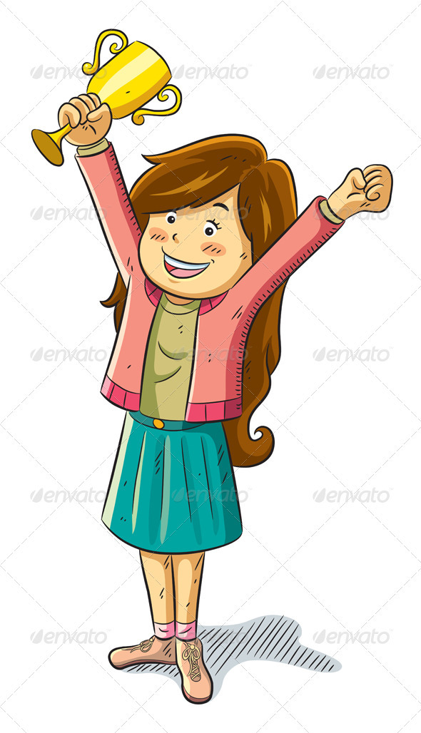 Girl Win a Trophy - People Characters