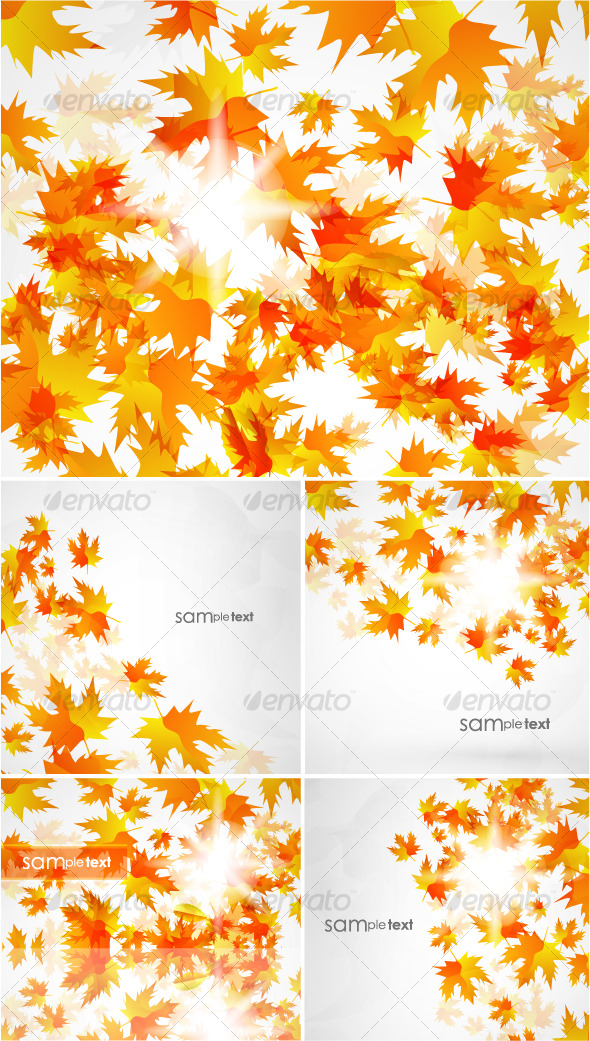 Flying autumn leaves. Vector background pack - Seasons/Holidays Conceptual