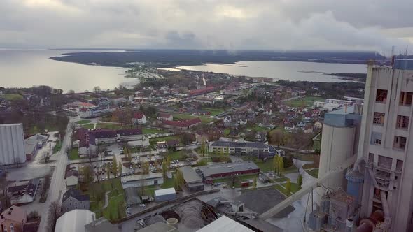 Aerial View of Industry Next to Residential Area