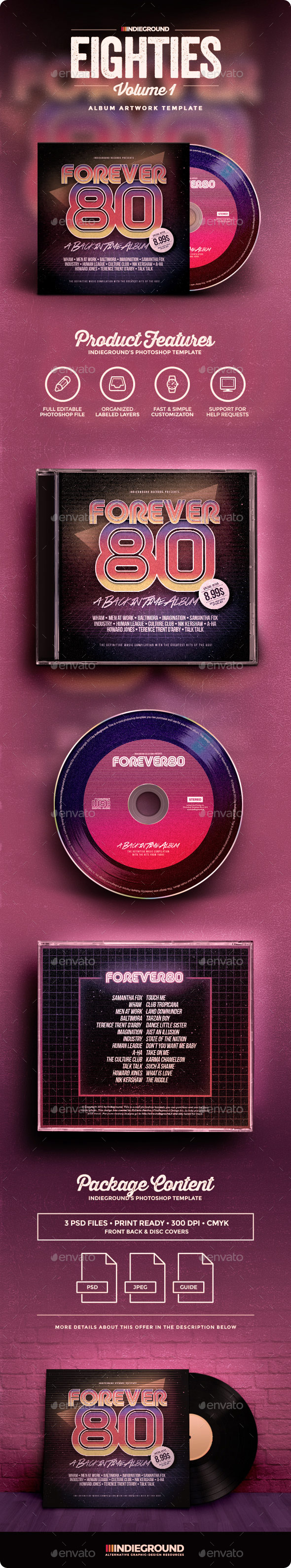 80s CD Album Artwork - CD & DVD Artwork Print Templates