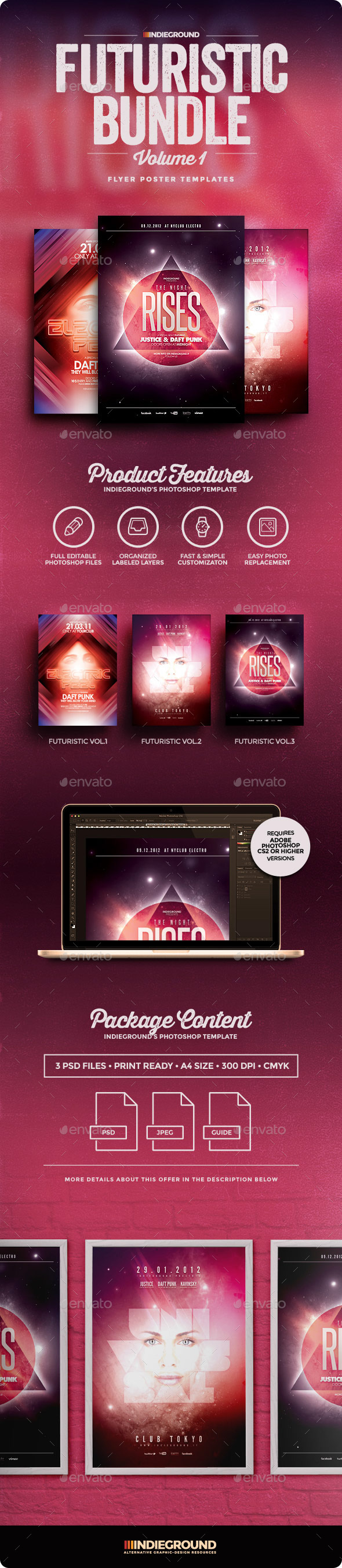 Futuristic Flyer/Poster Bundle Vol. 1-3 - Clubs & Parties Events