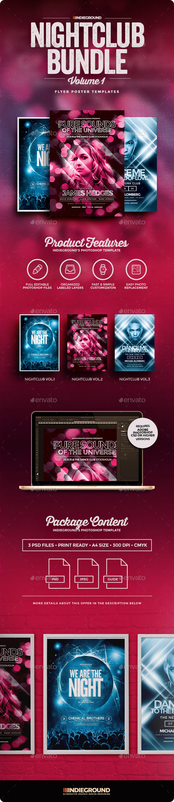 Nightclub Flyer/Poster Bundle Vol. 1-3 - Clubs & Parties Events
