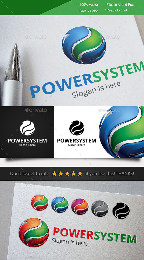 Power System Logo - 3d Abstract