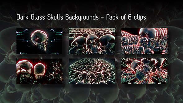 Dark Glass Skulls Backgrounds - Pack Of 6 Videos