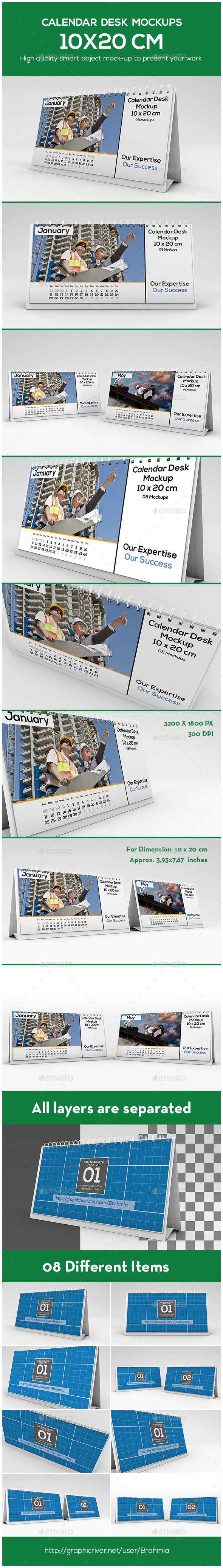 Calendar Desk Mockups For 10x20 cm - Miscellaneous Print