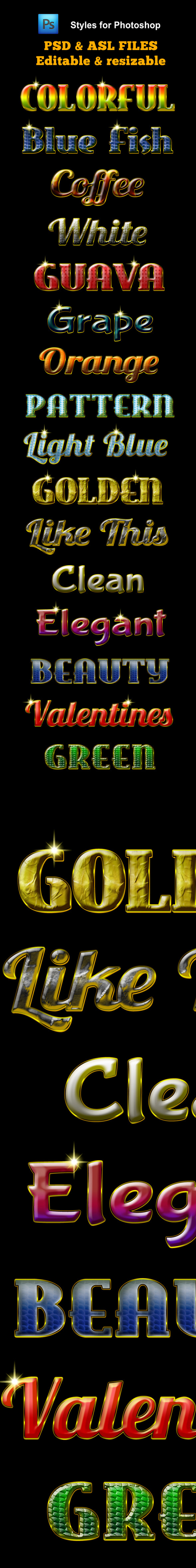 16 Colorful Styles for Photoshop - Text Effects Styles