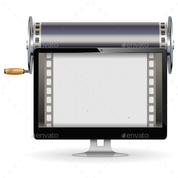 Vector Computer Cinema Concept - Computers Technology