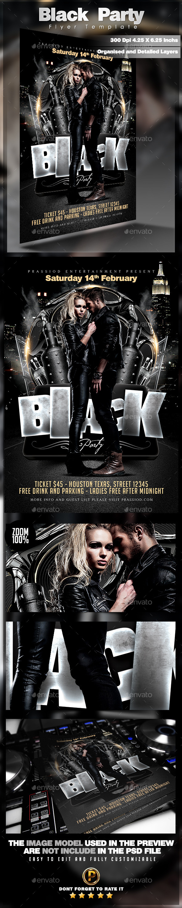 Black Party Flyer Template - Clubs & Parties Events